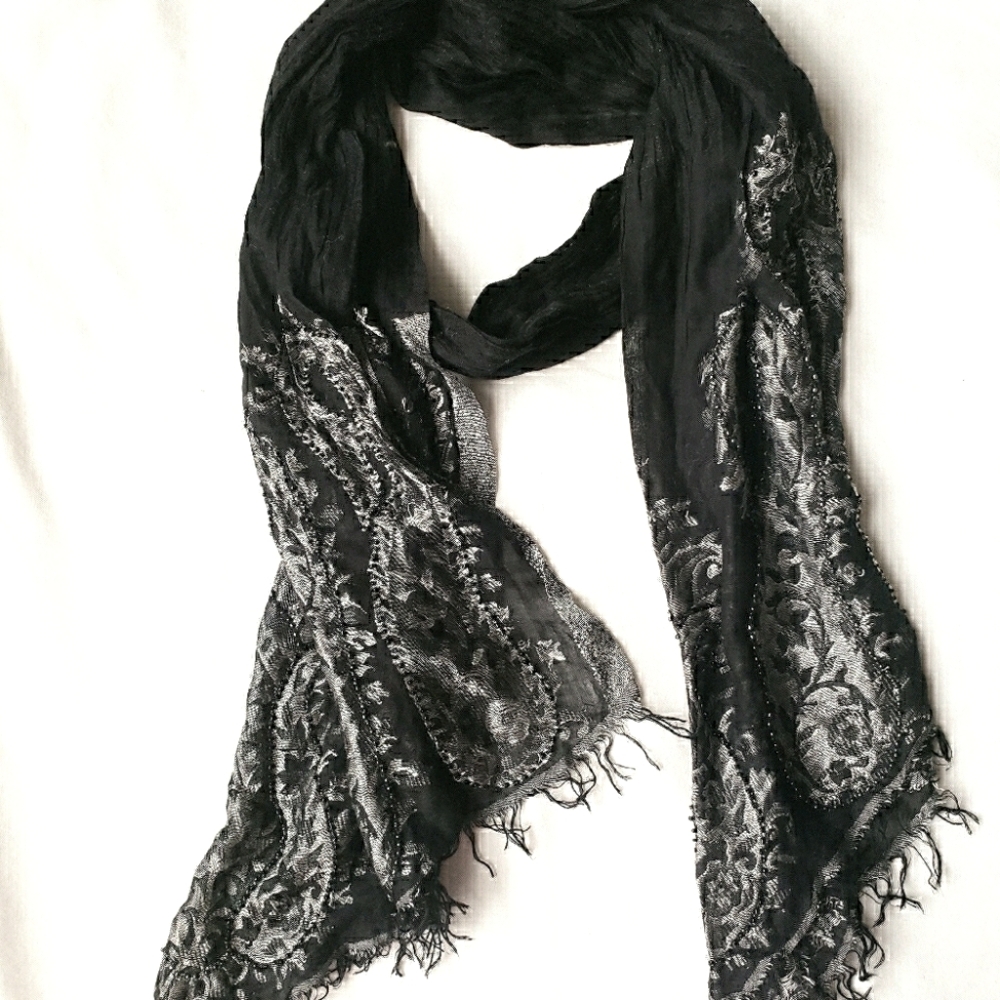 🆕 beaded fringe scarf